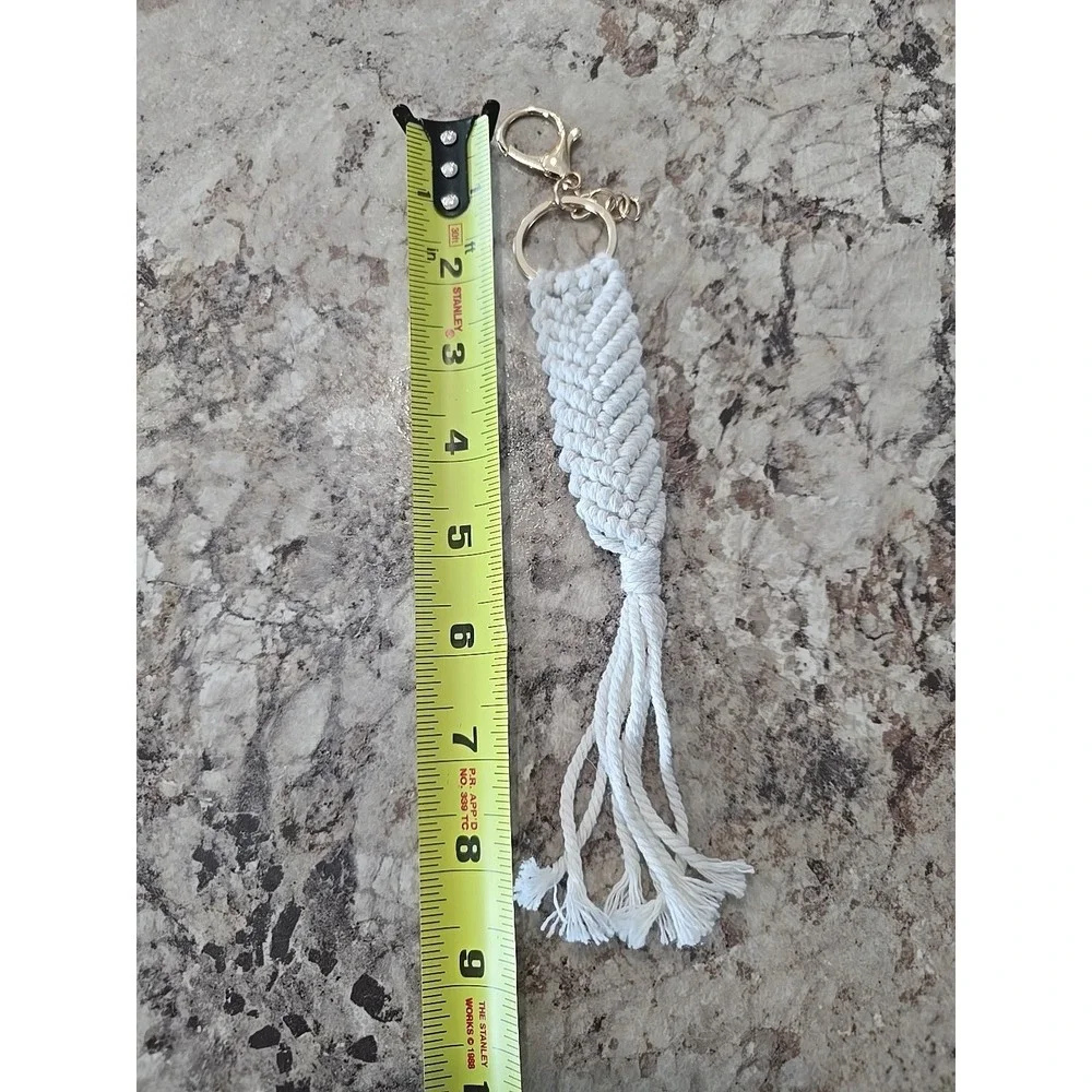 Macrame Keychain - Ivory‎ In Color with Tassel